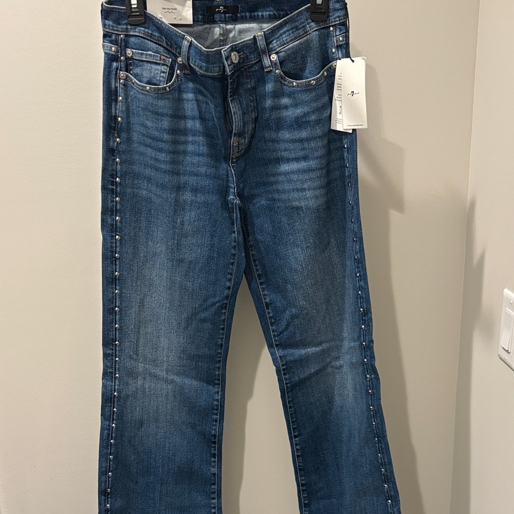 7 For All Mankind Dojo Blue Flare Leg Jeans
